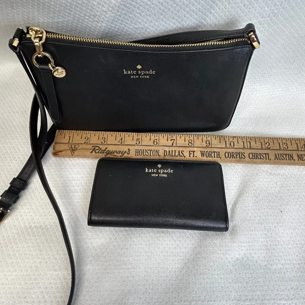 Kate Spade Black Saffiano Leather Crossbody Bag and Wallet Set KK311